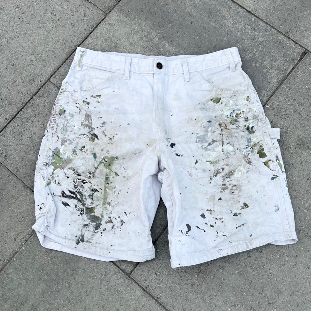 Vintage Dickies Sherwin Williams Painter Shorts White Paint Splatter Mens 31